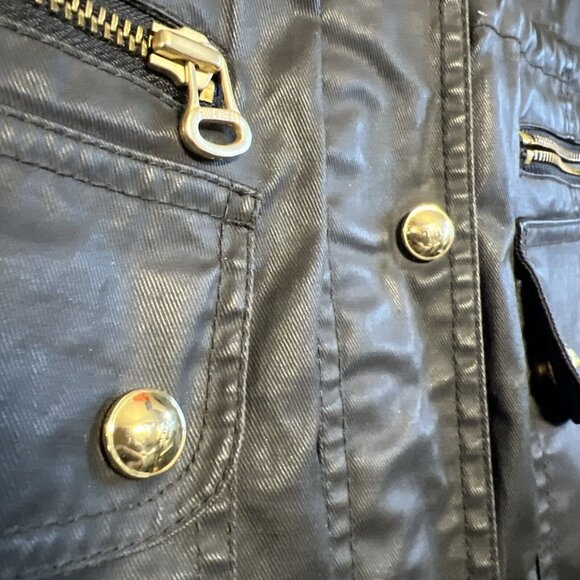 Tommy Hilfiger Waxed Utility Jacket Women's Blk Large With Gold Snaps & Zipper - Picture 6 of 13